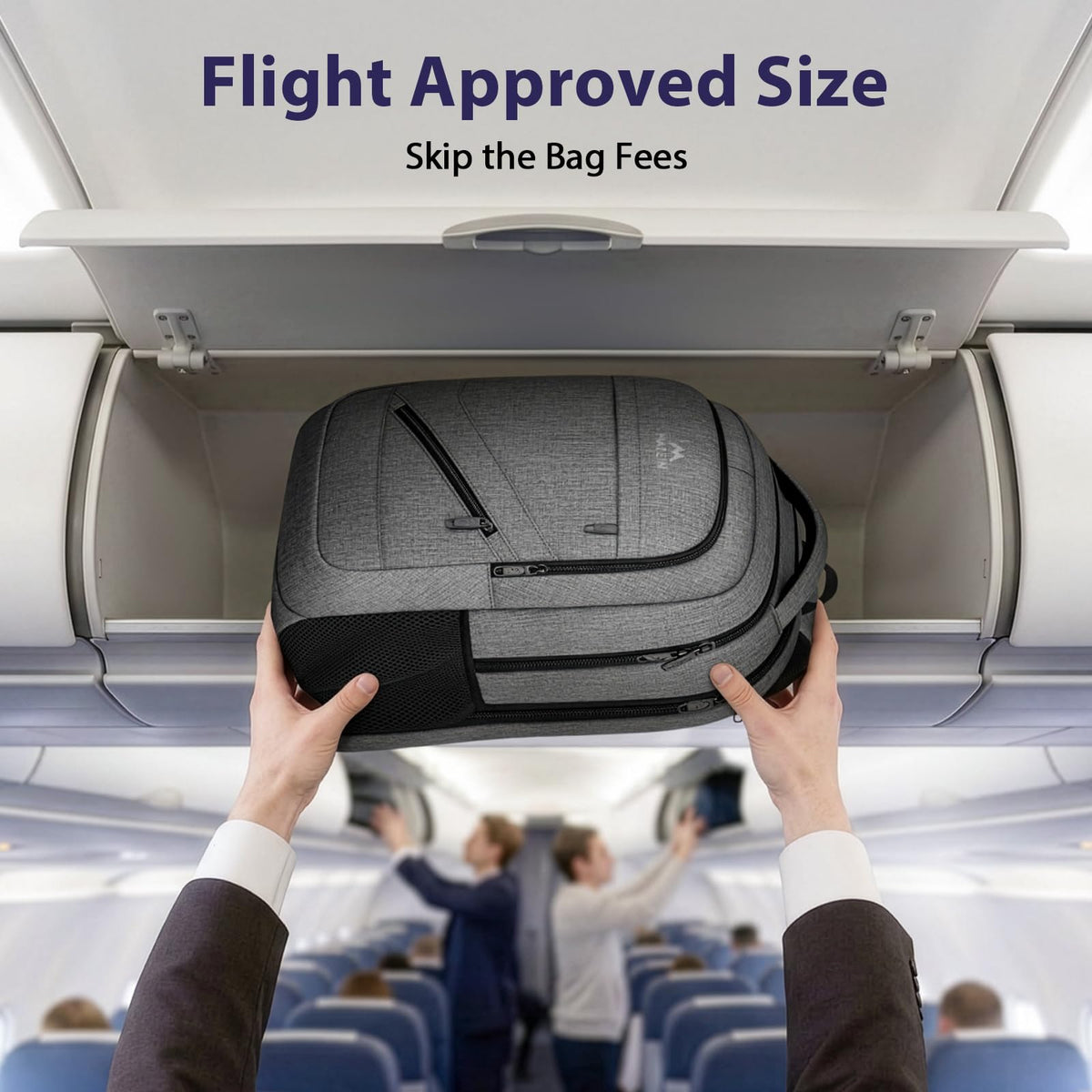 MATEIN Travel Laptop Backpack, 17 Inch Work TSA Approved Carry on Backpack, Large Computer Business Bag for Men Women with Trolley Sleeve and Anti Theft Pocket, College School Rucksack Book Bag, Grey