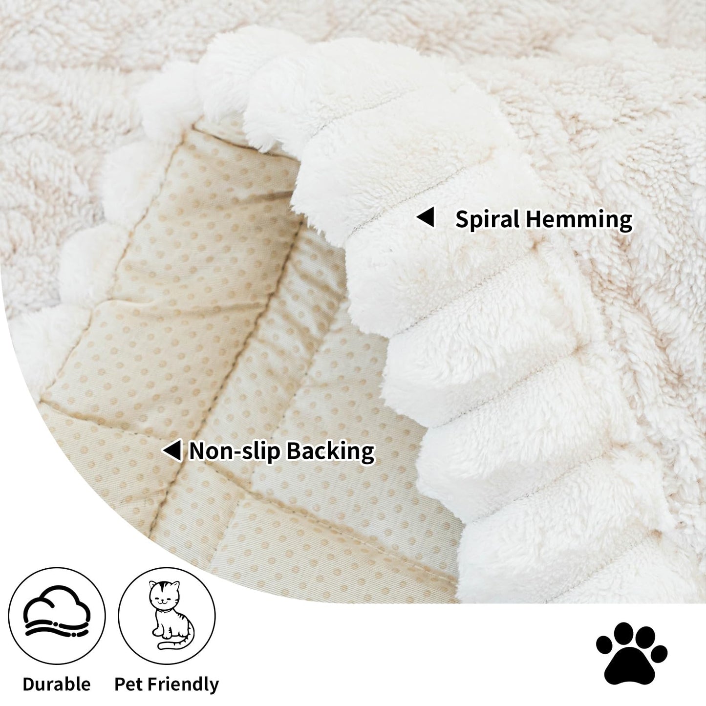 MDSASFD Sofa Pad, Plush Couch Cover Washable for Pet, Non-Slip Warm Couchs Cover, Funny Fuzzy Pet Couch Covers for Sofa, Sofa Slipcovers Furniture Covers for L Shaped(Beige White 27.5"x 82.7")