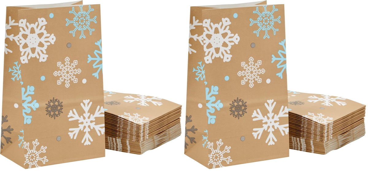 Juvale Paper Winter Gift Bags - 36 Count, 5.15 x 3.2 x 8.5 In, Red & White Snowflake - Reinforced Tear-Resistant Bottom - Snowflake Party Favor & Treat Bags for Snacks & Treats (Pack of 2)
