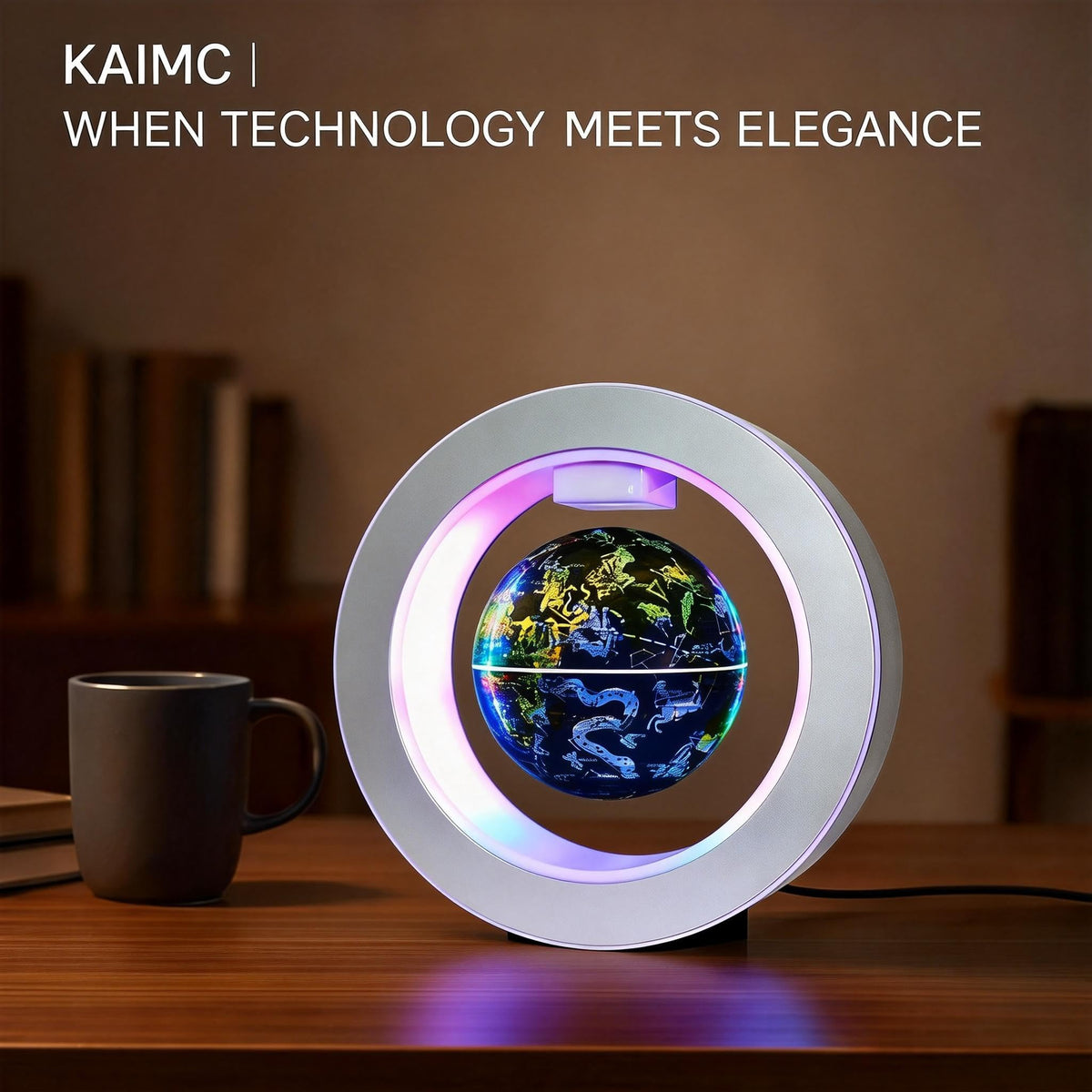 Magnetic Levitation Floating Globe 4" Constellation Geography LED Lights Rotating for Kids,Cool Office Desk Unique Men Gift Ideas or Birthday Tech Present Gadgets for Teenage Boys