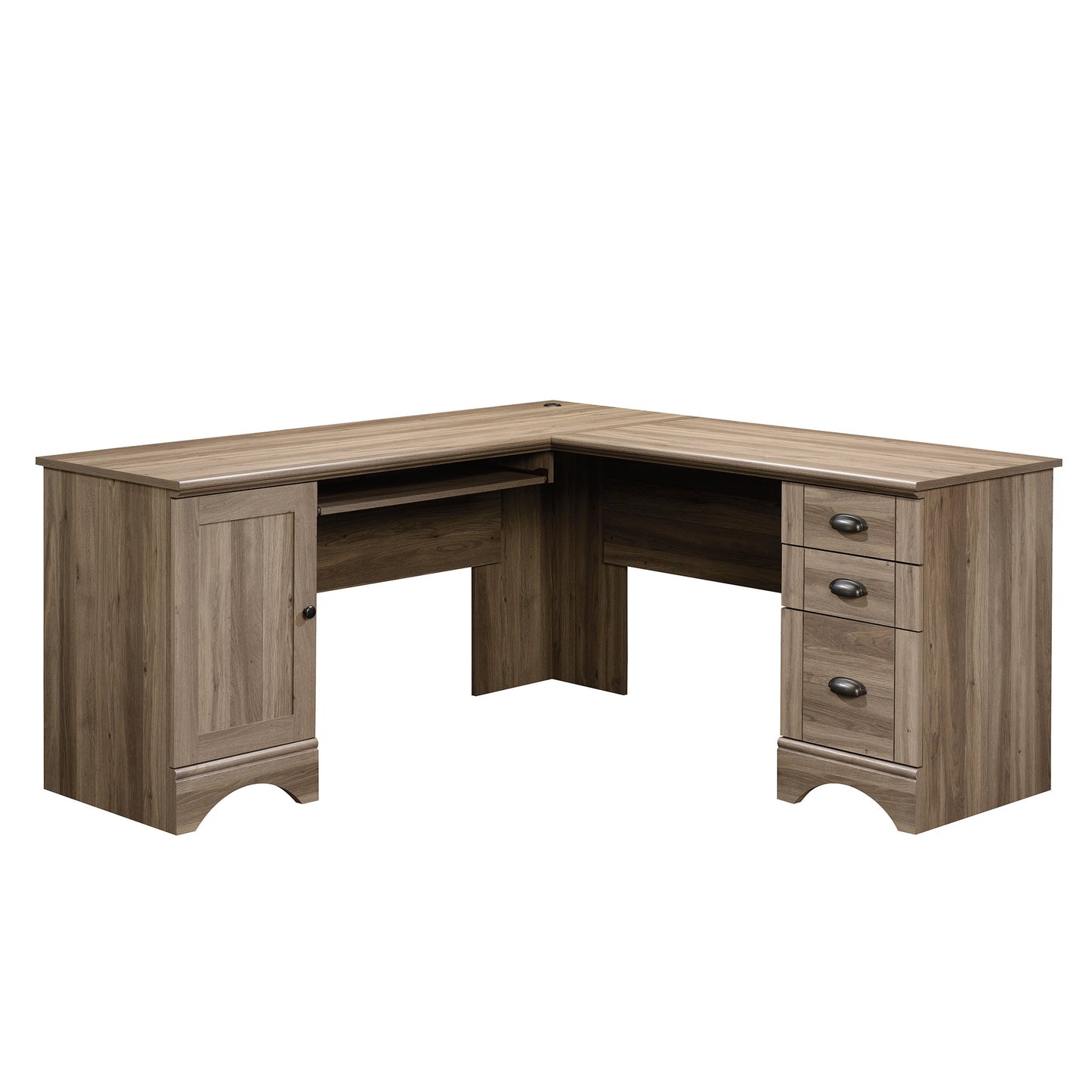 Sauder Harbor View Computer Desk, 66.14"D x 66.14"W x 30.28"H , Salt Oak finish