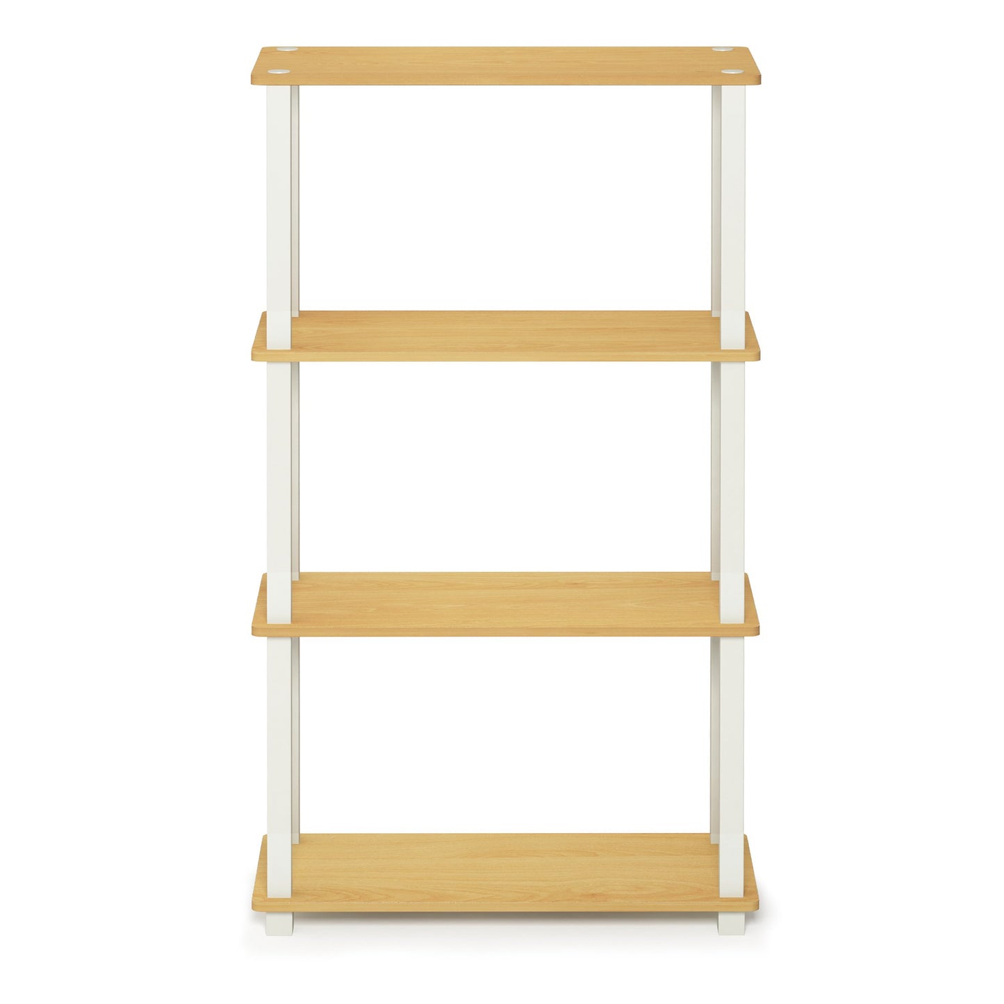 Furinno TURN-S-TUBE Storage Shelves, 4-Tier Book Shelf, Corner Shelf, Toolless Open Shelves, for Organization and Storage, Living Room, Garage, Home Office, Beech
