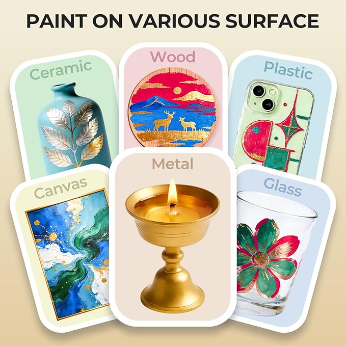 Nicpro Acrylic Paint Metallic Gold, 33.8oz/1000ml Large Gold Leaf Paint