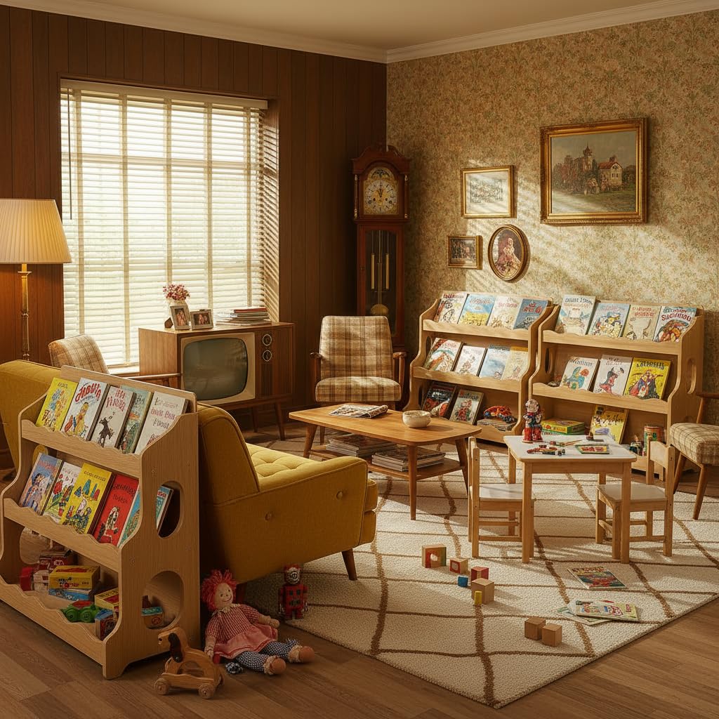 AMMEHOELA Wood Kids Bookshelf Montessori DutchDesign,Maplewood GrainPattern