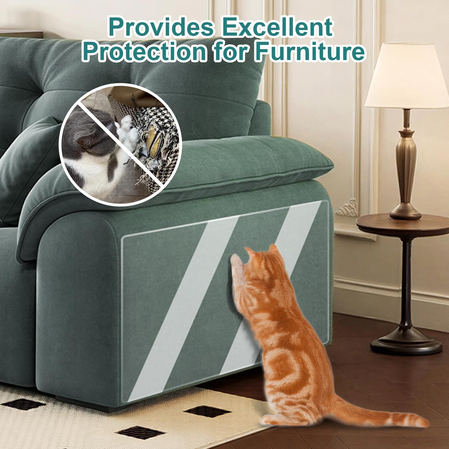 SZTCECDM Cat Couch Protector, Transparent Anti Scratch Furniture Protector, Self-Adhesive & Waterproof Tape, Shields Couches, Sofas, Chairs from Cat Claws & Damage(200in x 16in)