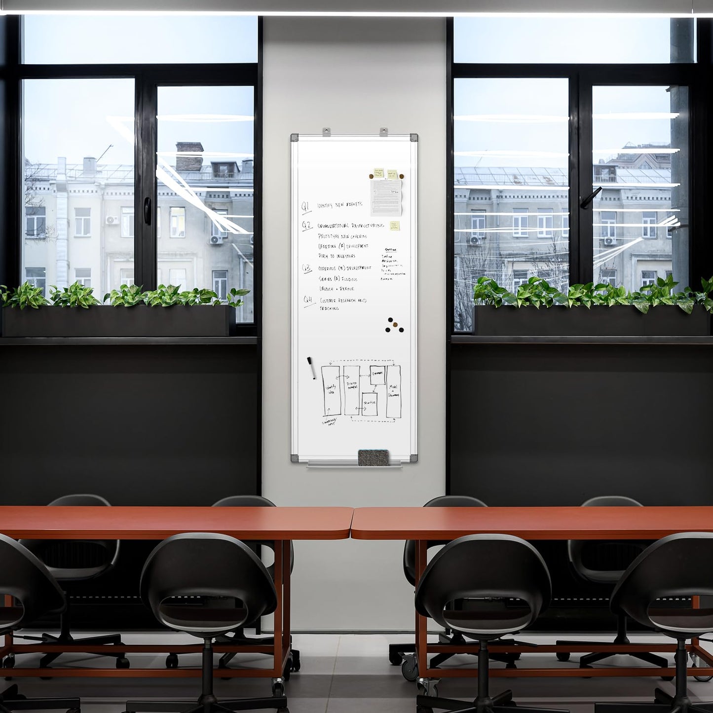 36" x 12" Magnetic White Board, Long Whiteboard Wall Hanging Vertical Board, to-do List Narrow Mini Small Portable Dry Erase Board for Walls