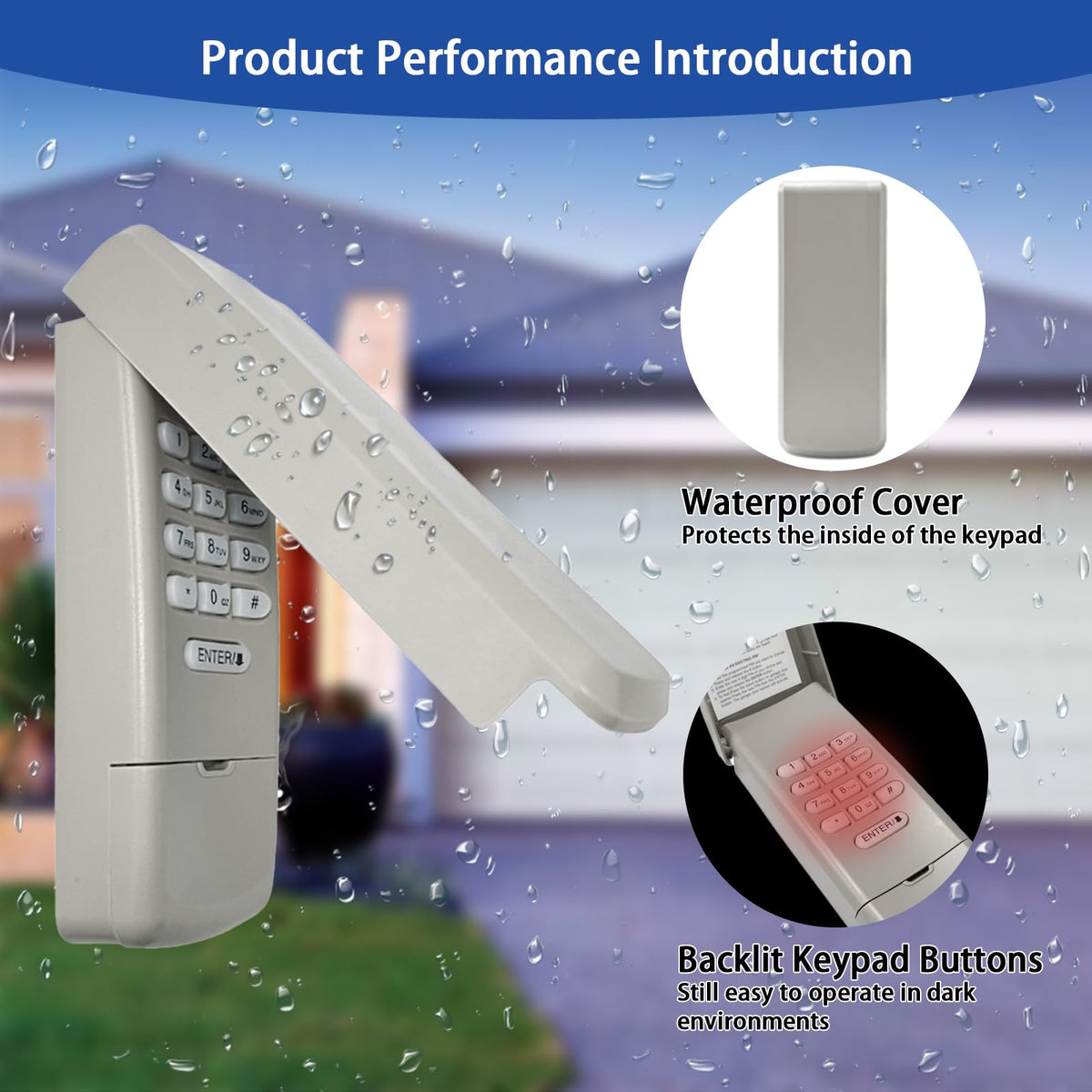 Garage Door Opener Keypad Compatible with Liftmaster Chamberlain Craftsman Garage Door Opener with 315/390 MHZ Learn Button Since 1993, Replace 877Max 878Max Garage Door Keypad Wireless Keyless Entry