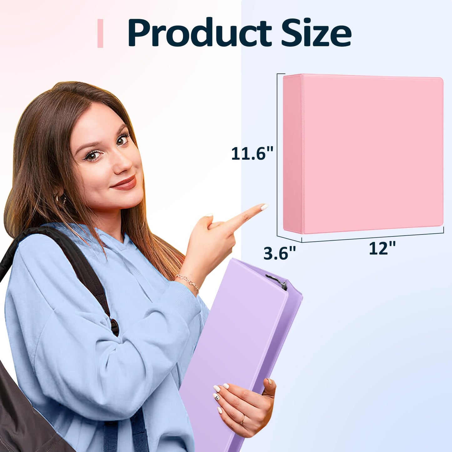 Sooez BinderX Extra Durable 3 Inch 3 Ring Binder, D-Ring Large Binders, Holds 670 Sheets of 8.5x11 Paper, Customizable View Cover with Inside Pockets, Heavy Duty 3 Ring Binder for School, Yellow