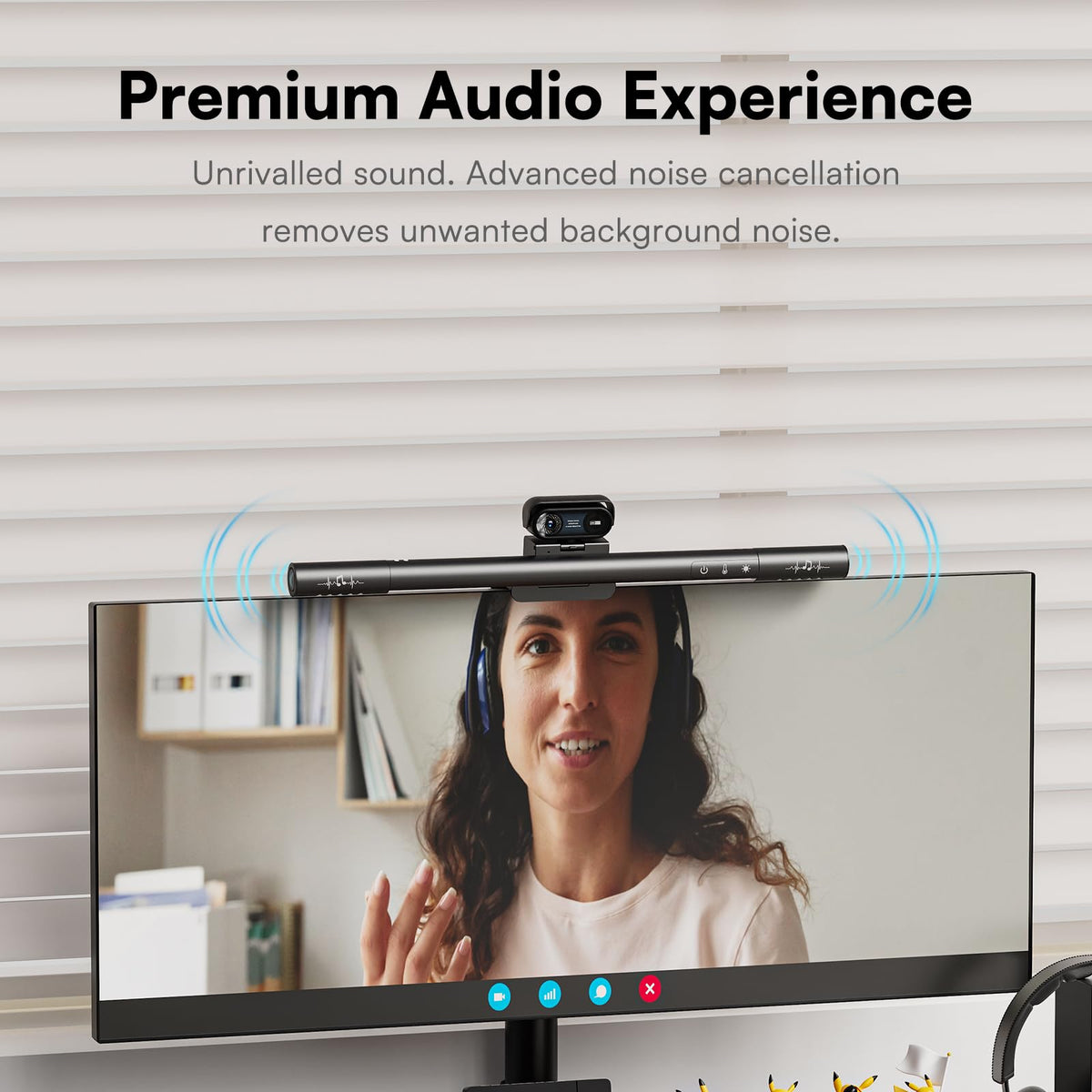 VoltHarbor 4K Webcam with Ring Light & Microphone, 4K Ultra HD Streaming Camera, Built-in Dual Noise-Canceling Mics, Auto Light Correction, for Zoom/Skype/Teams/YouTube/Twitch, Plug & Play, for PC