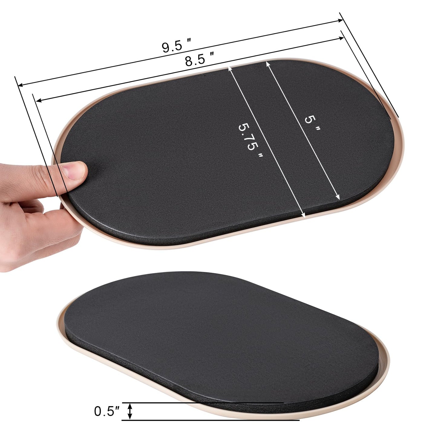 Furniture Sliders, Furniture Sliders Pads for Hardwood Floors, Chair Legs Floors Protectors, Reusable Round Glides Glider, Heavy Duty Furniture Movers Sliders (4 Pcs, 5 3/4inch x 9 1/2inch,Black)