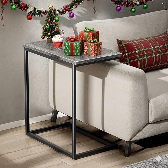 Pipishell C Shaped End Table 27 Inches High, Side Table