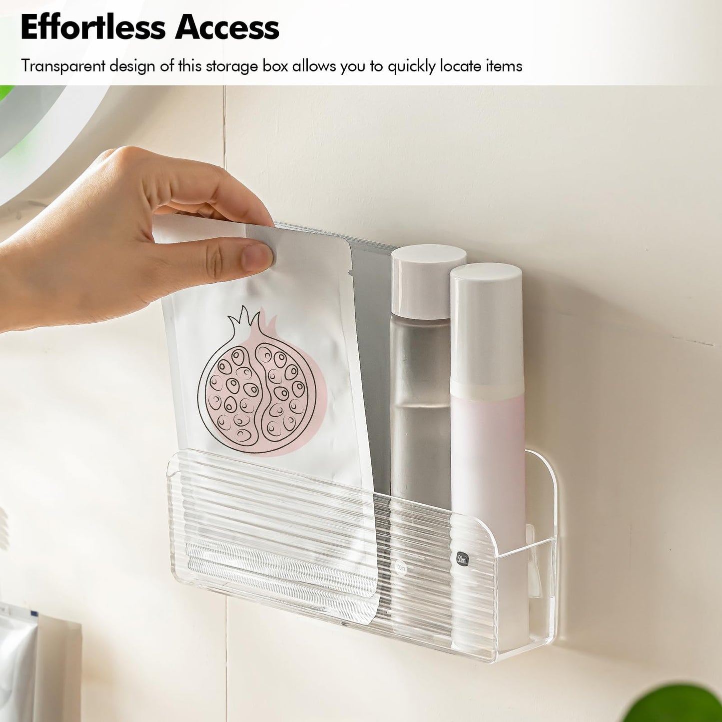 Poeland 3 Pack Wall Mounted Storage Organizer, Cabinet Door Organizer, Clear Storage Box for Bathroom, Bedroom, Mirror Medicine Cabinets (Transparent)