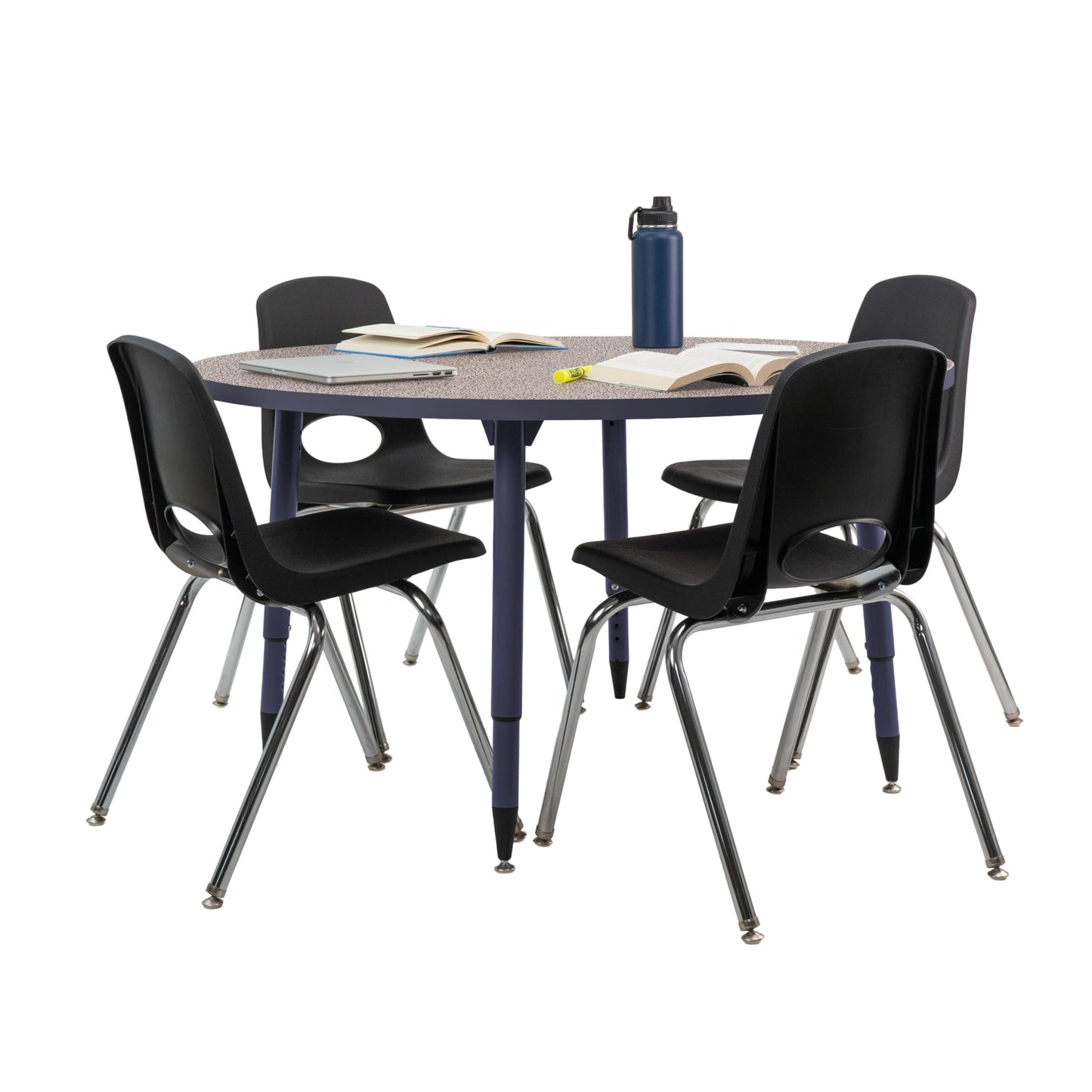 Adapte Commercial Classroom Activity Table - 48" Round, ADA Compliant Tapered Legs with Glides & Casters, Adjustable Height 22-34" Wheelchair Accessible, School & Office Furniture