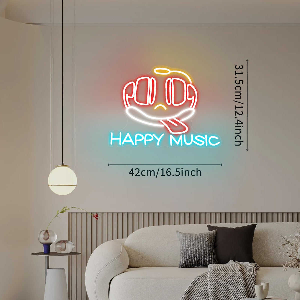 Neonawall Happy Music Neon Sign for Wall Decor Light Up Letters Business Led Sign Music Birthday Party Signs Led Decorative Night Signs Room Decorations Christmas Party Gifts for Bar Musician Studio