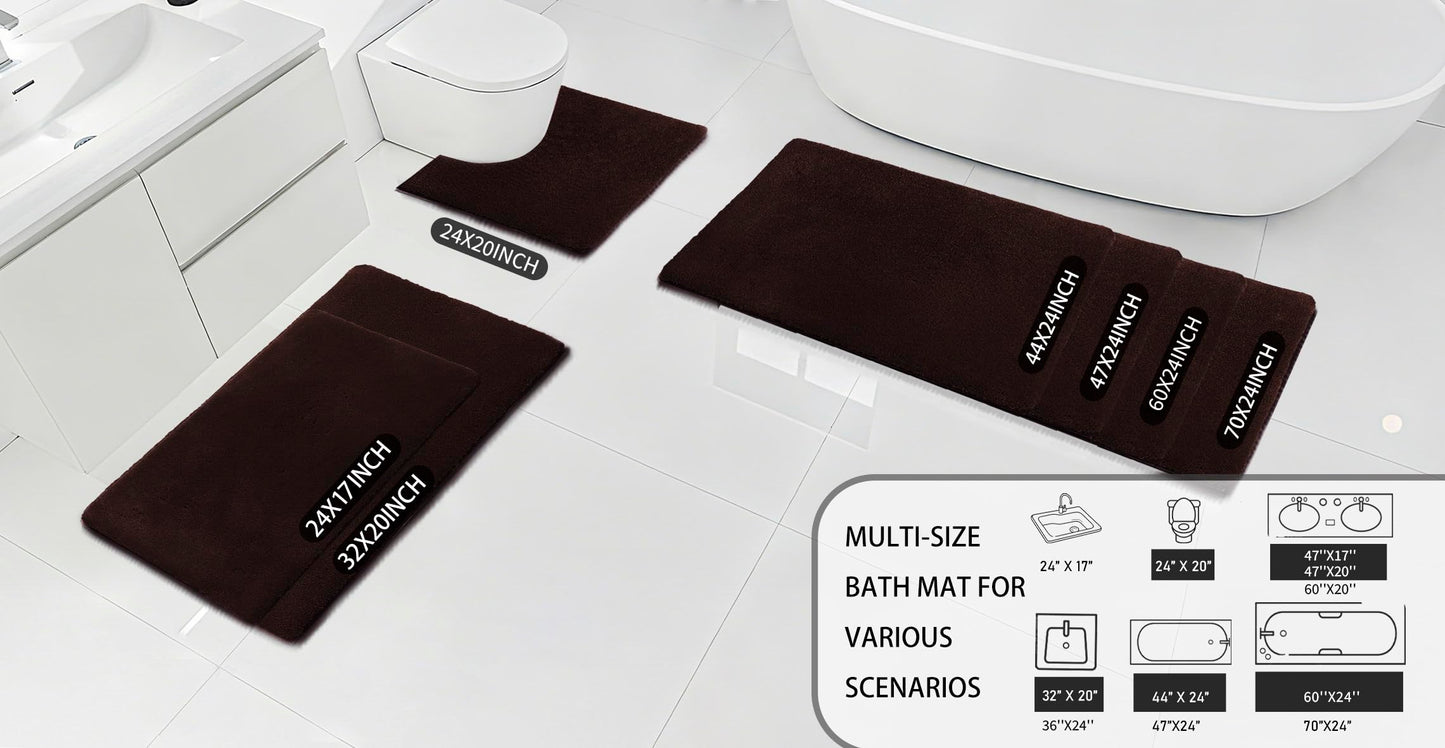 MINIDEAR Toilet Rugs 24x20 - U Shaped Dark Brown Thick Memory Foam Contour Rugs,Ultra Soft & Plush Fluffy, Non-Slip, Quick Dry, Absorbent Washable Floor Microfiber Mat for Home Decor Accessories