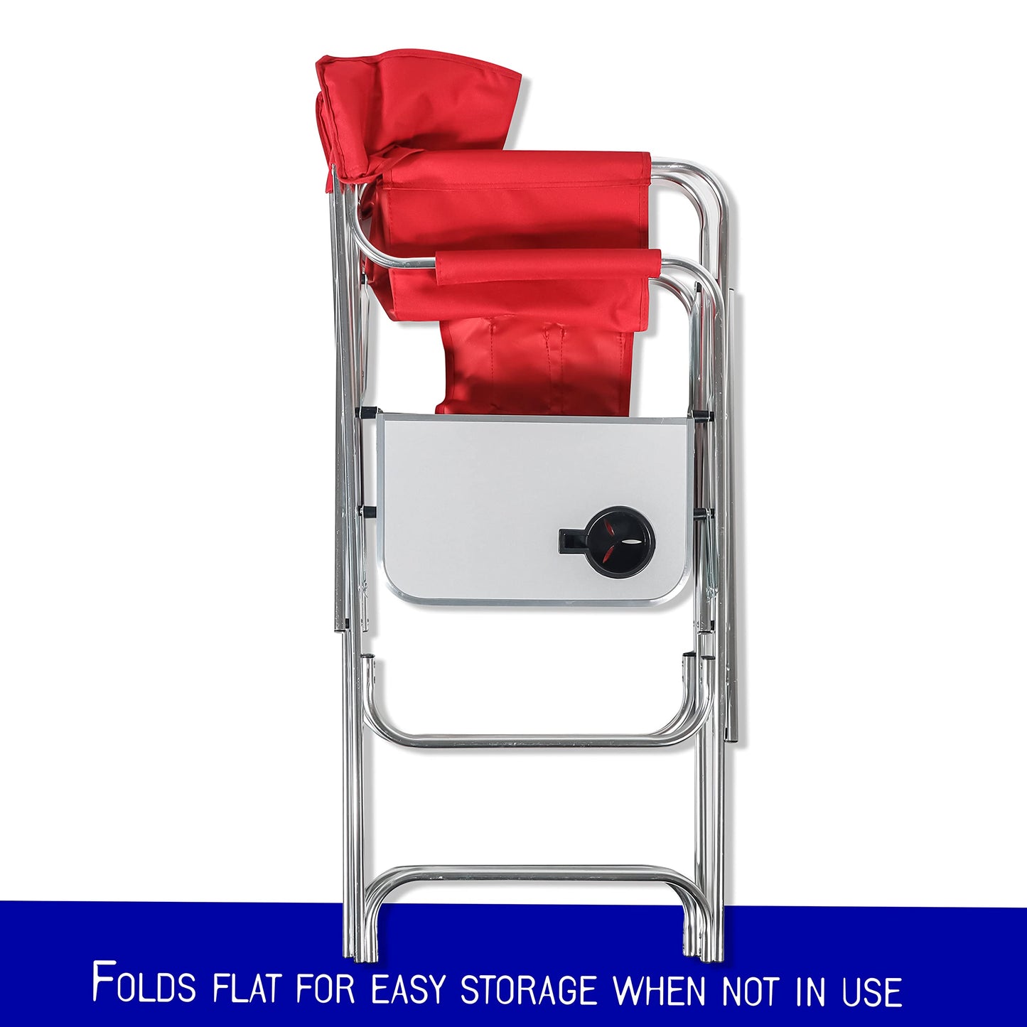 Trademark Innovations 45" Aluminum Frame Tall Metal Director's Chair with Side Table (Red)