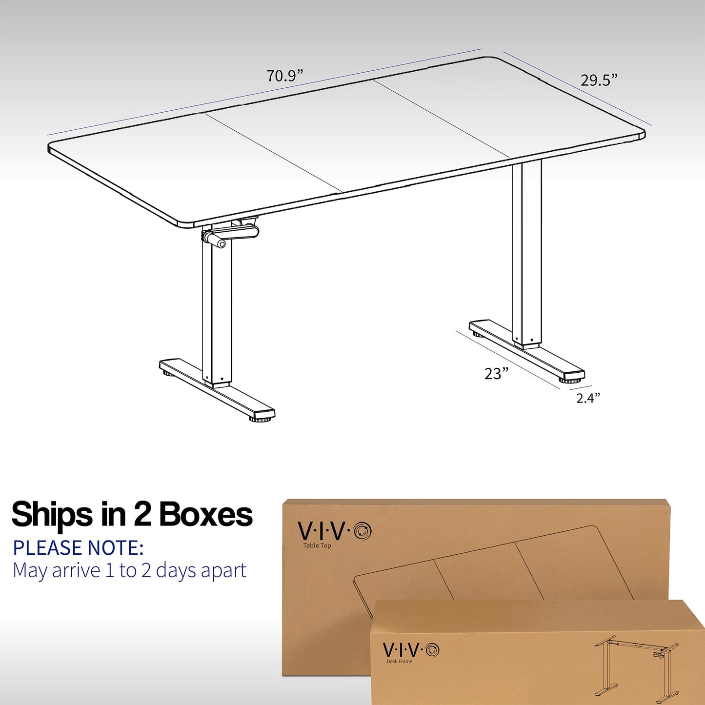 VIVO Manual Height Adjustable 71 x 30 inch Stand Up Desk, Reclaimed Wood Table Top, Black Frame, Standing Workstation with Foldable Handle, DESK-KIT-MB7P