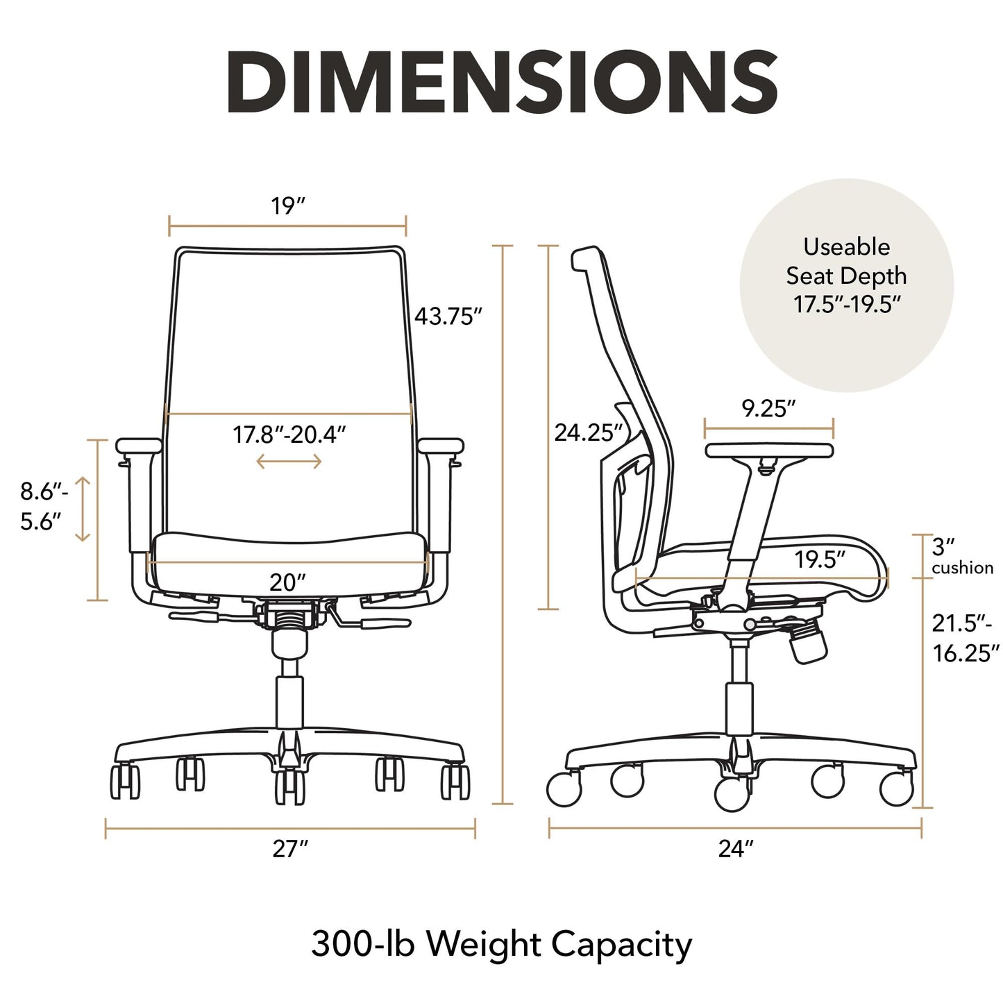 HON Ignition 2.0 Mid Back Task Chair, Spectrum Mesh, Standard Synchro-Tilt Control, Office Chair with Lumbar Support, Height and Width Adjustable Arms, Black Frame, Leaf