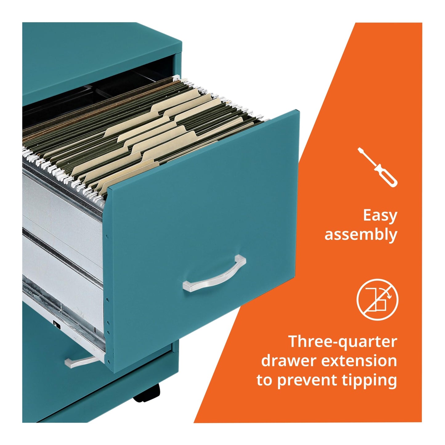 Lorell LYS SOHO File/File Mobile Cabinet, Teal