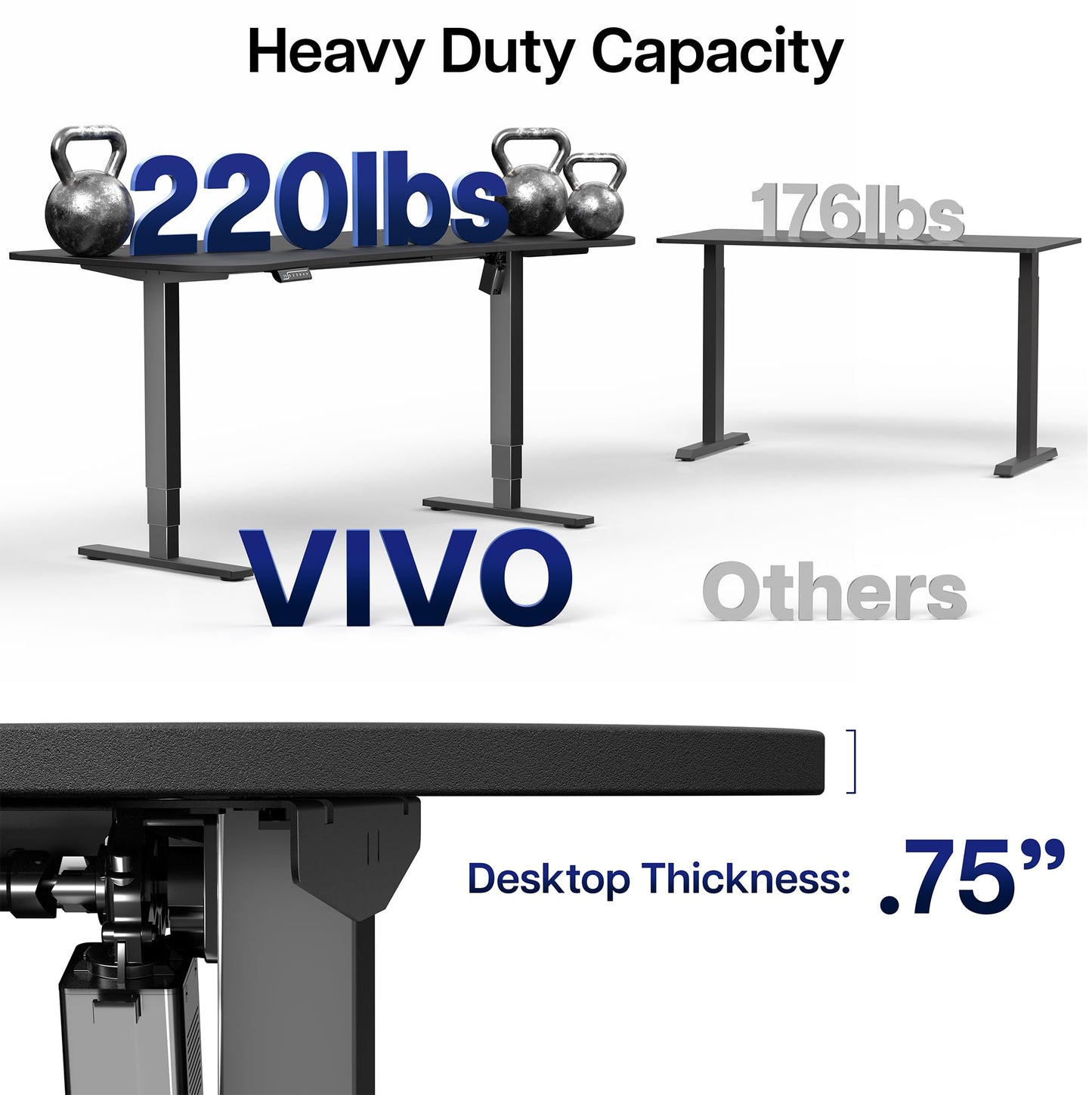 VIVO Electric 63 x 32 in Standing Desk, Touch Screen Adjustment, 220 lb Frame Support, 2E Series, Black Carbon Fiber Top Black Frame, DESK-KIT-2EBR
