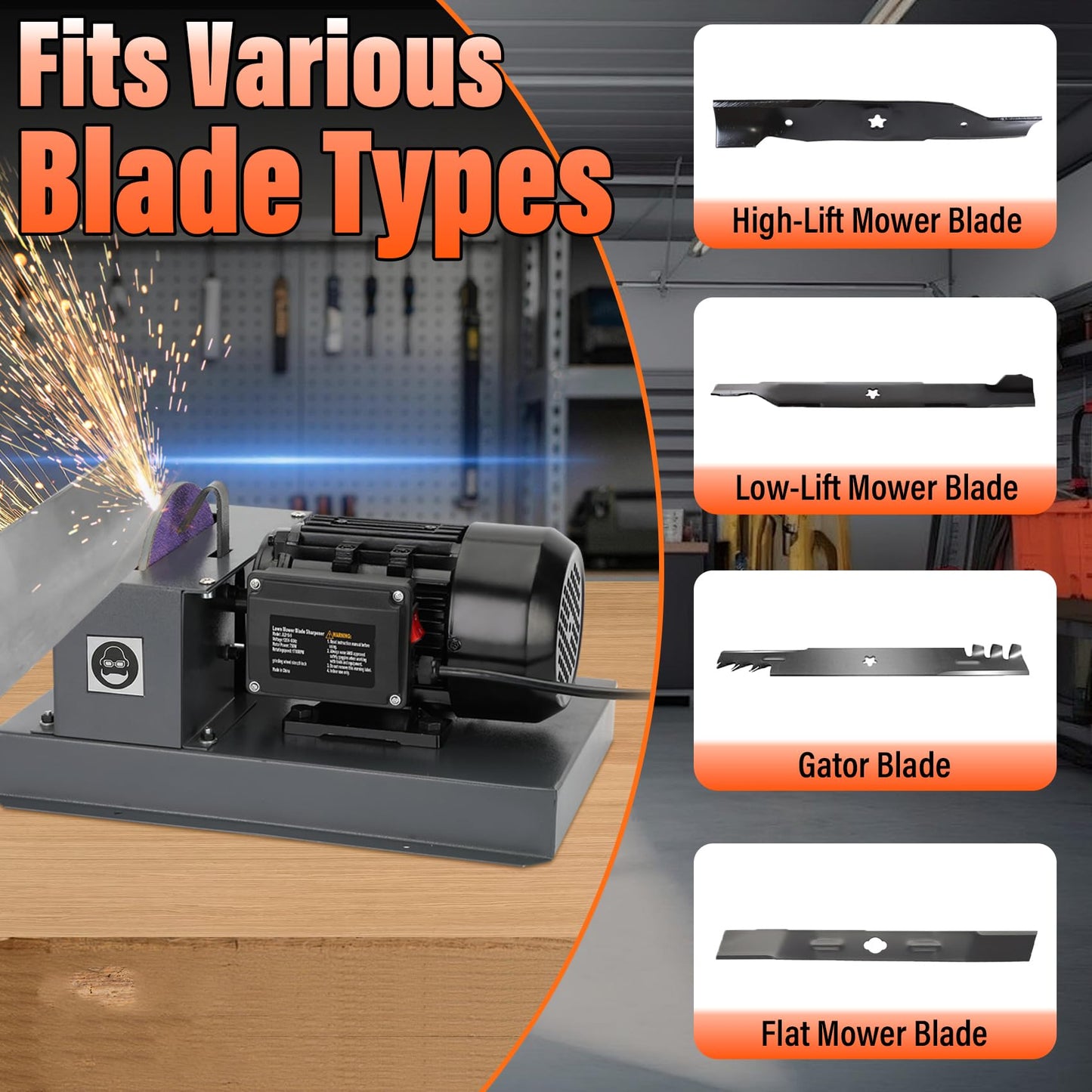 JOYTRADE Lawn Mower Blade Sharpener, Upgraded 1HP 750W Lawnmower Bench Grinder