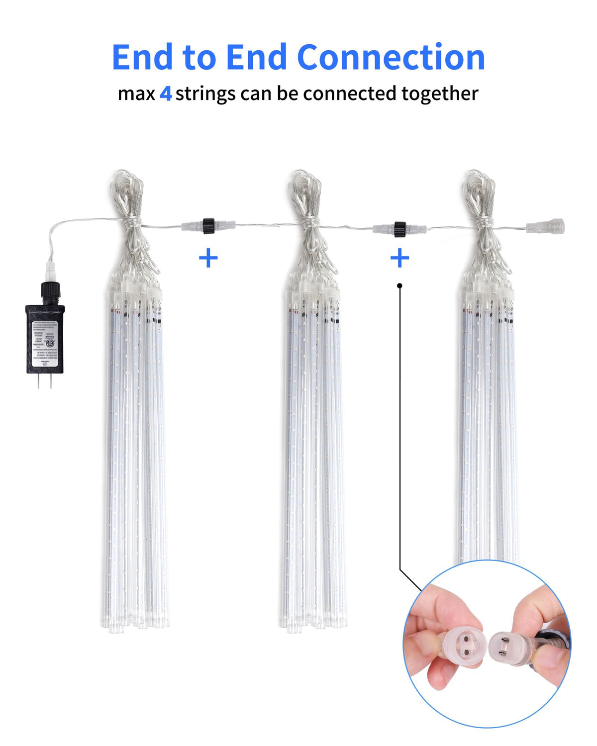 Blingstar Meteor Shower Lights Outdoor Christmas Lights, 16 Inch 10 Tubes 360 LEDs Falling Rain String Light with Timer, Waterproof Plug in Icicle Light for Tree Porch Roof Yard Xmas Decoration, Green