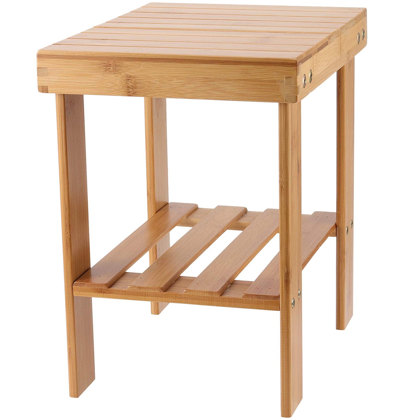 ZEONHAK 2 Pack Bamboo Step Stool, Bamboo Shower Bench, Wooden Shower Foot Stool for Home, Garden, Living Room, Kitchen, Bathroom, Bedroom