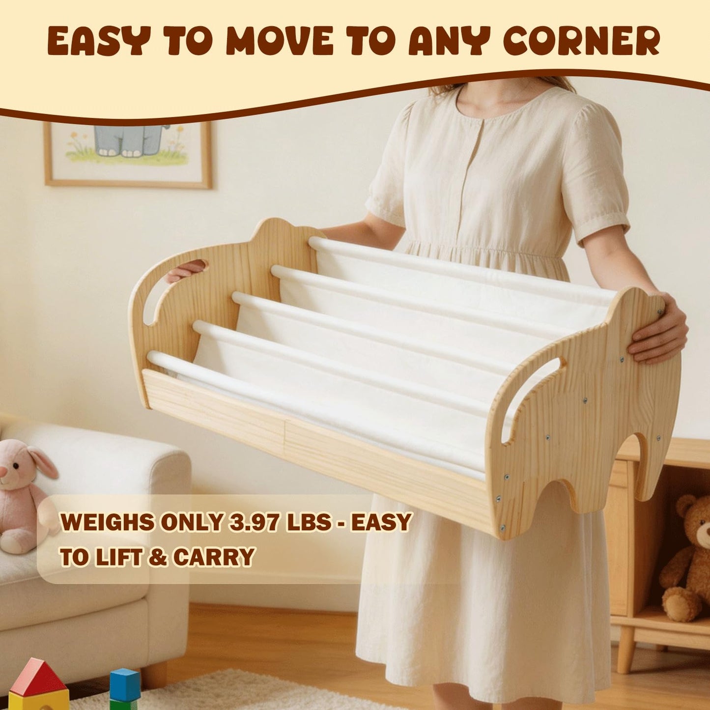 Ancaixin 4-Tier Toddler Bookshelf, Baby Bookshelf, Kids Bookshelf for Kids Room, Nursery Book Shelves with Forward Display, Montessori Bookshelf for Baby Room, Kids Classroom Book Storage Organizer