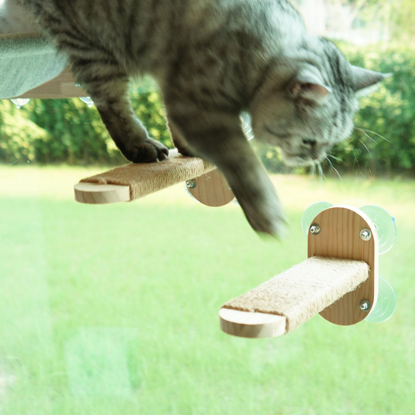 LOVMIOAW 2 Pack Cat Window Shelves, Durable Kiity Seat for Window Sill，Furniture Set with Jute Rope for Scratching, Kneading, Climbing