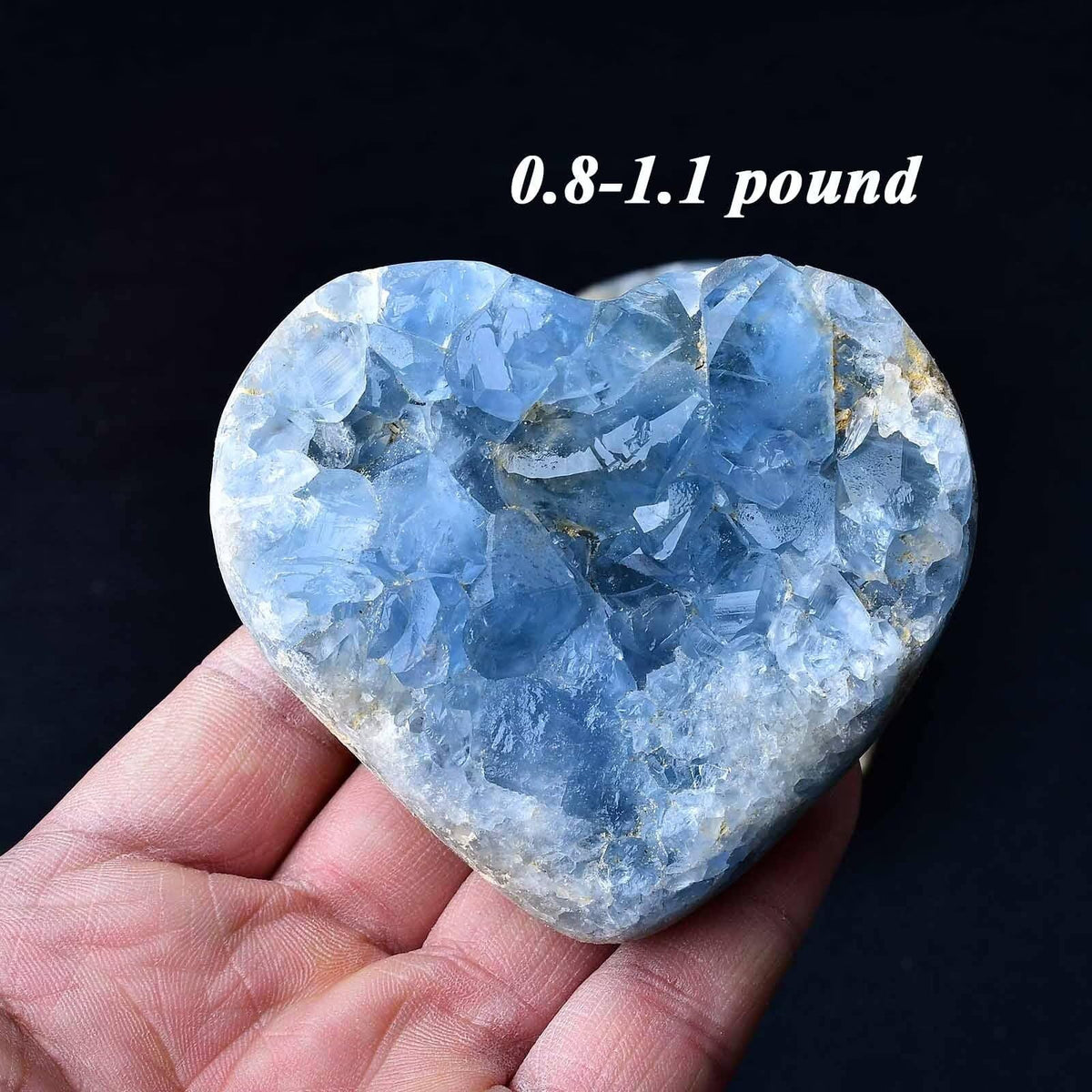 FZBHRO Extra Large Blue Celestite Geode Heart Healing Crystal Stone Collection Mineral Specimen with Stand Home Office Decor 2.2-2.6 Pound