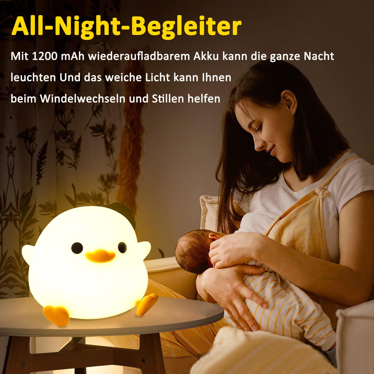 OkiyiD Duck Night Light, Cute Duck Gift for People, Dormitory Decorative Light, ABS+SIL, Touch Control, Portable Rechargeable Dimmable, Best Choice for Gift Giving (DoDo Duck)