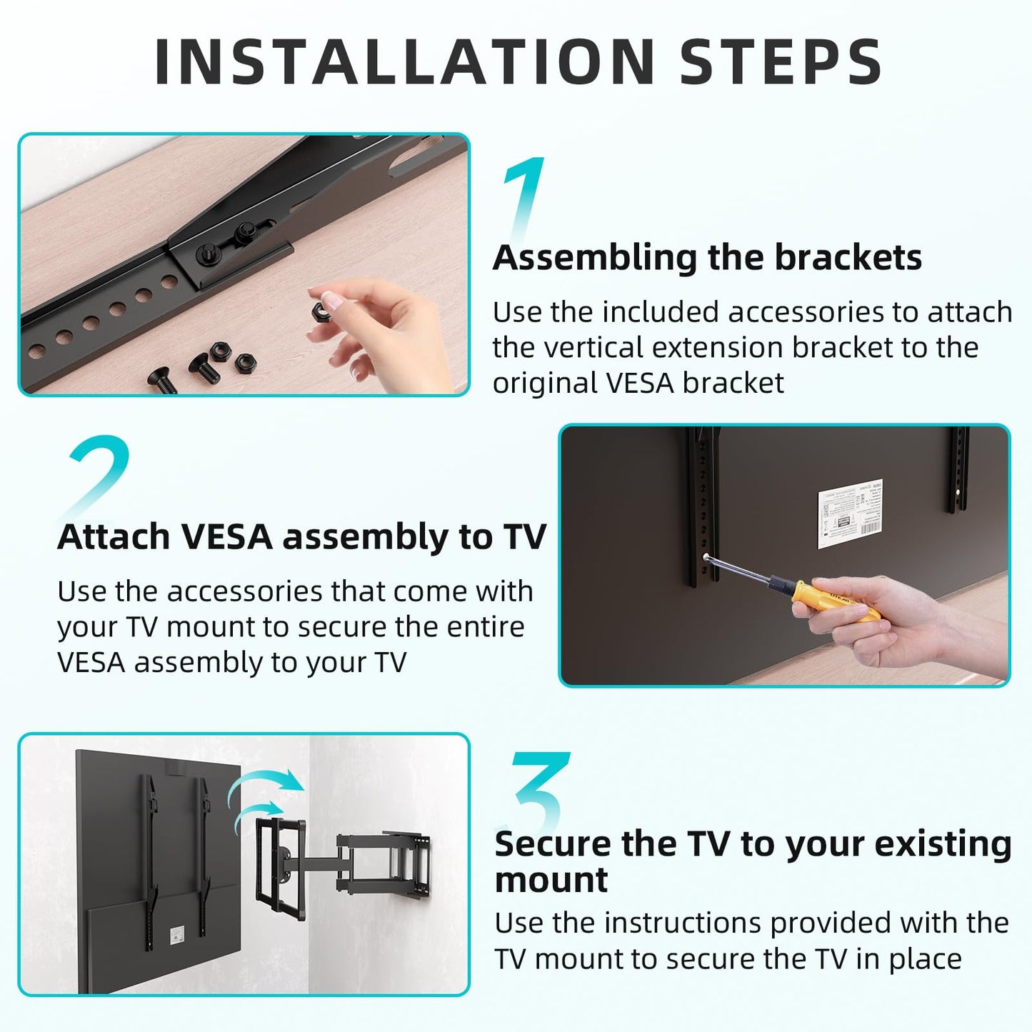 Gadgetzan TV Mount Extension Bracket Kit,TV Mount Extender Designed for Low Vesa Pattern TV’s,Steel Wall Mount Extension Bracket Plate- 2 Pcs