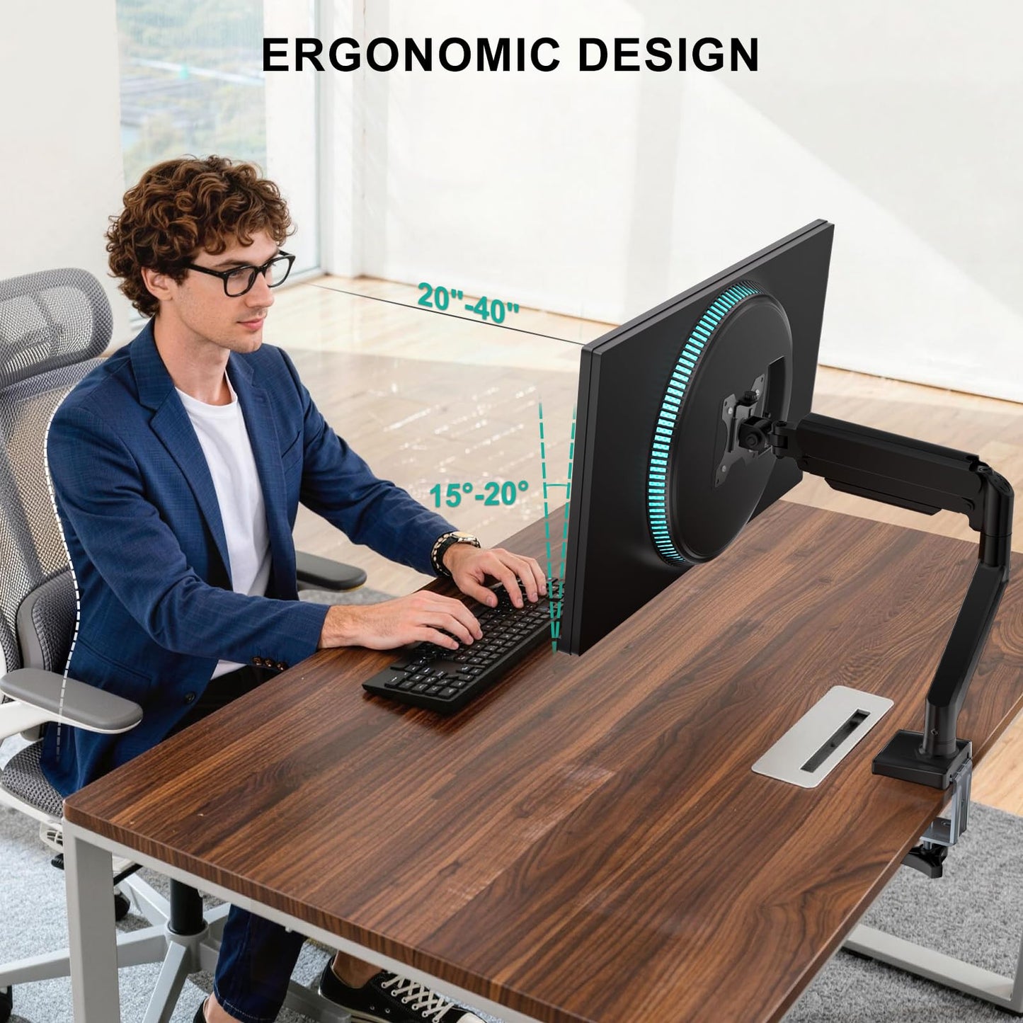 WALI Single Monitor Mount for 13-34 inch Screens, Adjustable Single Monitors Arm, Regular Screen up to 32 inch, 26.4lbs, Computer Monitor Stand for Desk, VESA 75/100mm (GSMP001N), Black