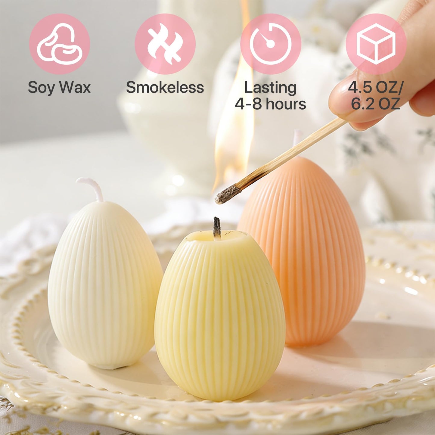 Fieldspark Easter Bunny Candles Yellow Set, 2.5'' x 4.5'' Flower & Fruit Scented Candles, Cute Rabbit Shaped Easter Gifts for Kids, Home Decor, Spring Celebration, 2 Pcs