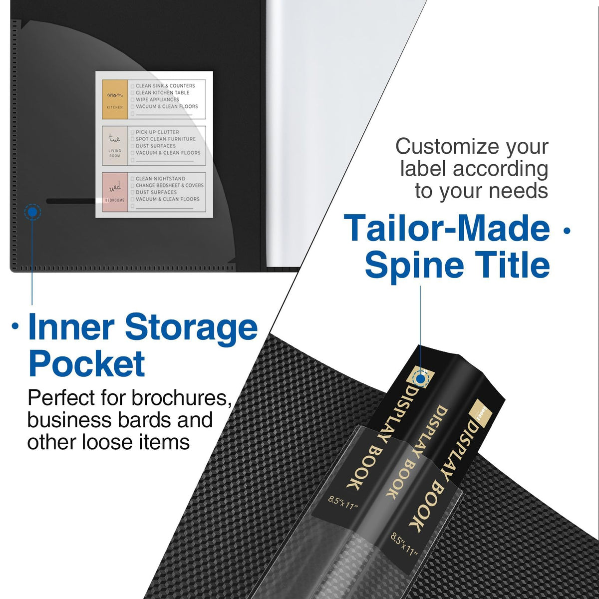 4 Pack Binder with Plastic Sleeves 18-Pocket, Displays 36 Pages, Sooez 8.5x11 Presentation Folders with Clear Sheet Protectors, Art Portfolio Binder for Certificate & Office Project Folder