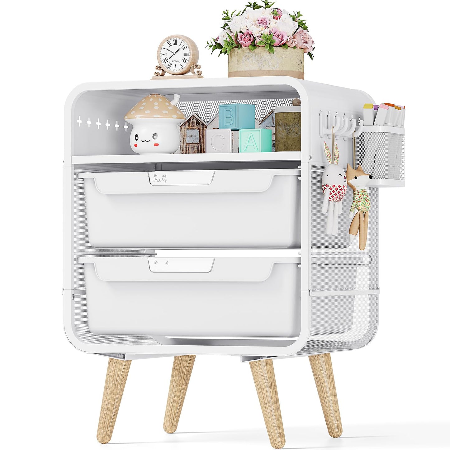 SYKIARIOL Kids Nightstand,White Night Stand,White Side Table,Bedside Table,Cute End Table with Storage Drawer for Girls boy