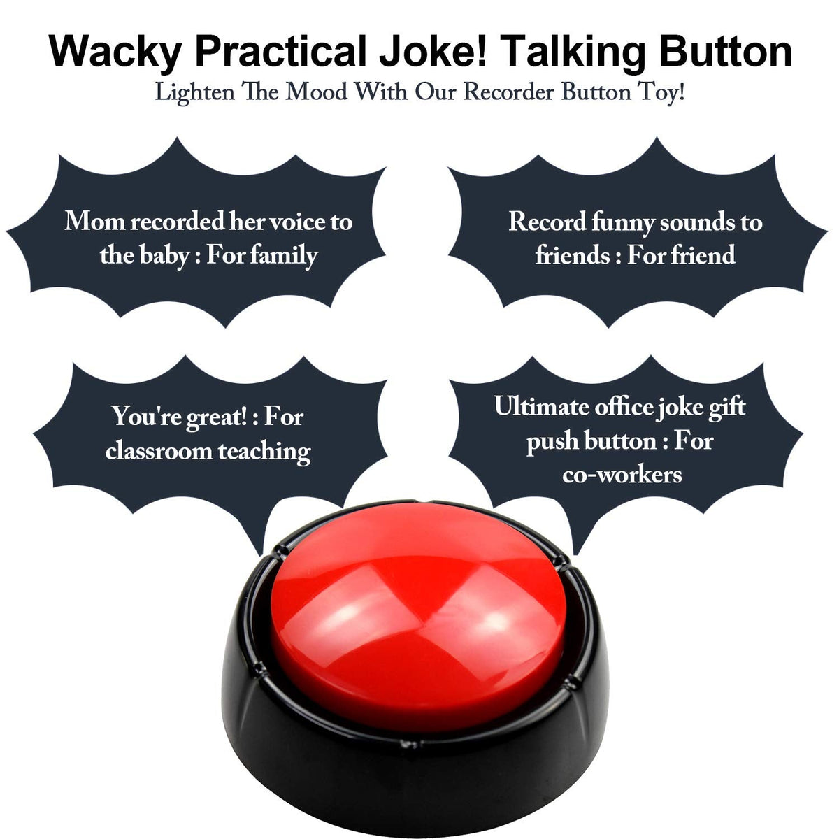 Record Talking Button Pet Button Easy Button Sound Button Recordable Button, 30 Seconds Dog Training BuzzerTalking Button Office Desk Gag Gift