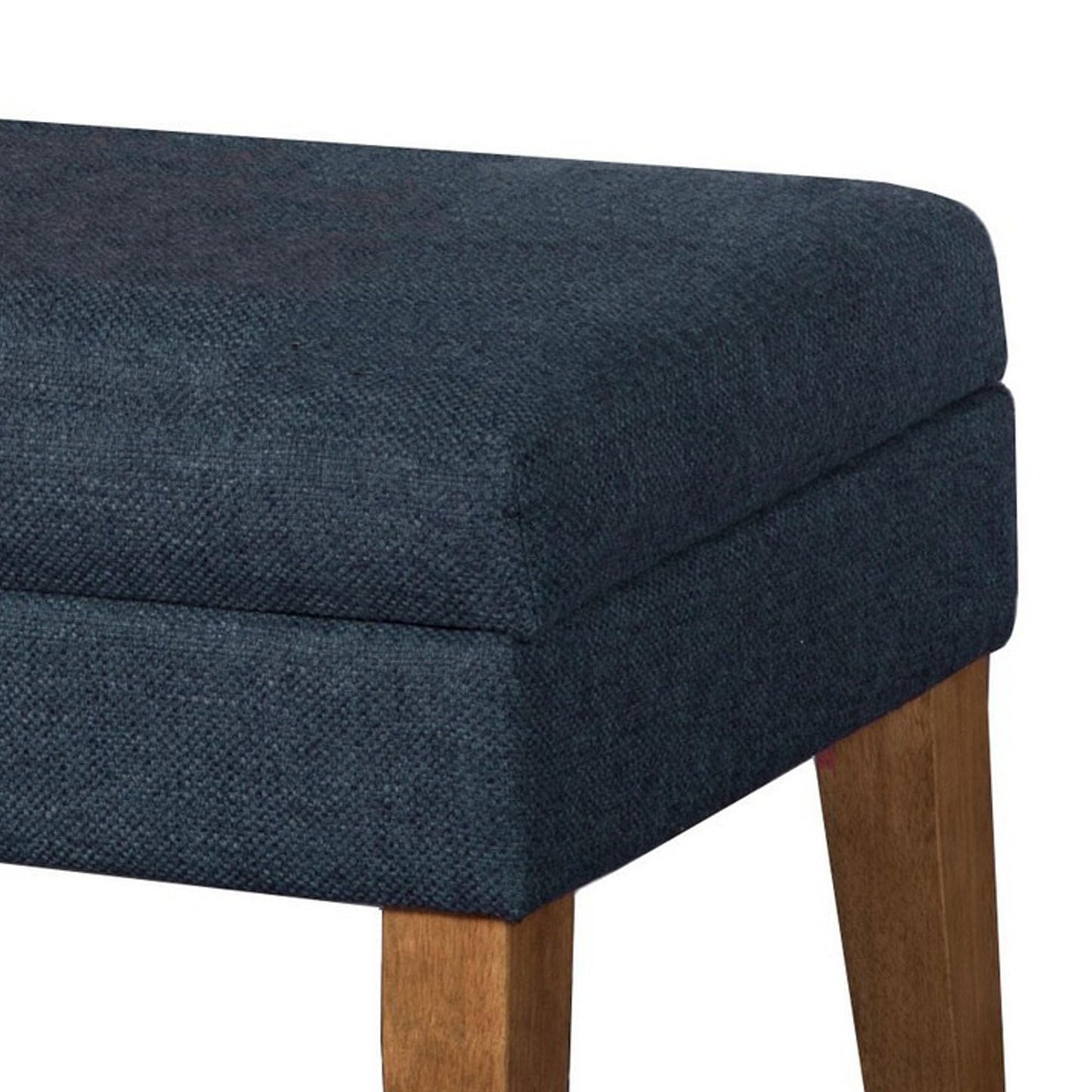 Homepop Home Decor | Upholstered Decorative Storage Ottoman Bench | Ottoman Bench with Storage for Living Room & Bedroom | Decorative Home Furniture, Navy Large