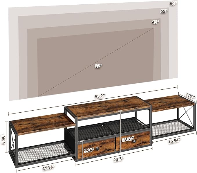 HavenlyYouth 55" Floating TV Stand, Modern Entertainment Center, Wall-Mounted