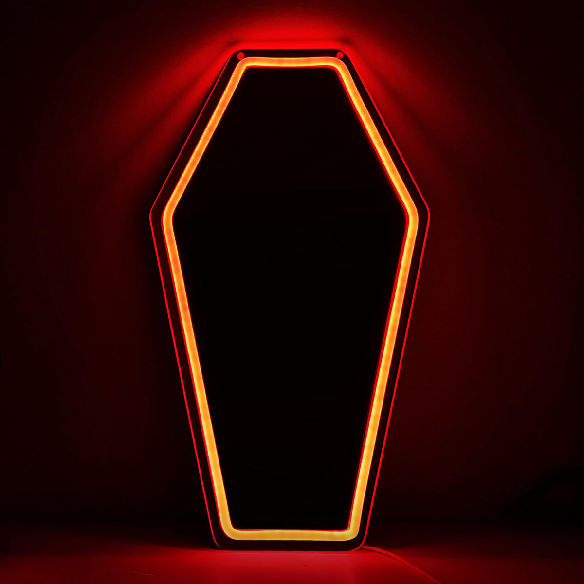 Kavaas Neon Coffin Mirror 16.9" x 9.6", Gothic LED Light Mirror Sign for Gothic Room Decor, Living Room, Bedroom, Bar - Best Gifts for Goth Lovers, Halloween Neon Signs Wall Art, Christmas