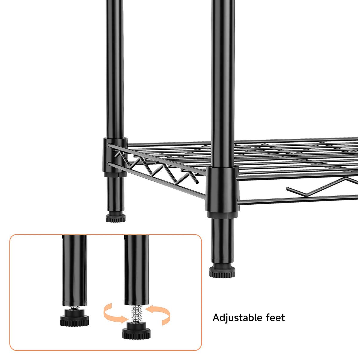 IZEUK 4 Tier Metal Wire Shelf Unit, Black Storage Rack Organizer for Kitchen, Bedroom, Living Room or Laundry Room, 17.7" W x 11.8" D x 41.9" H