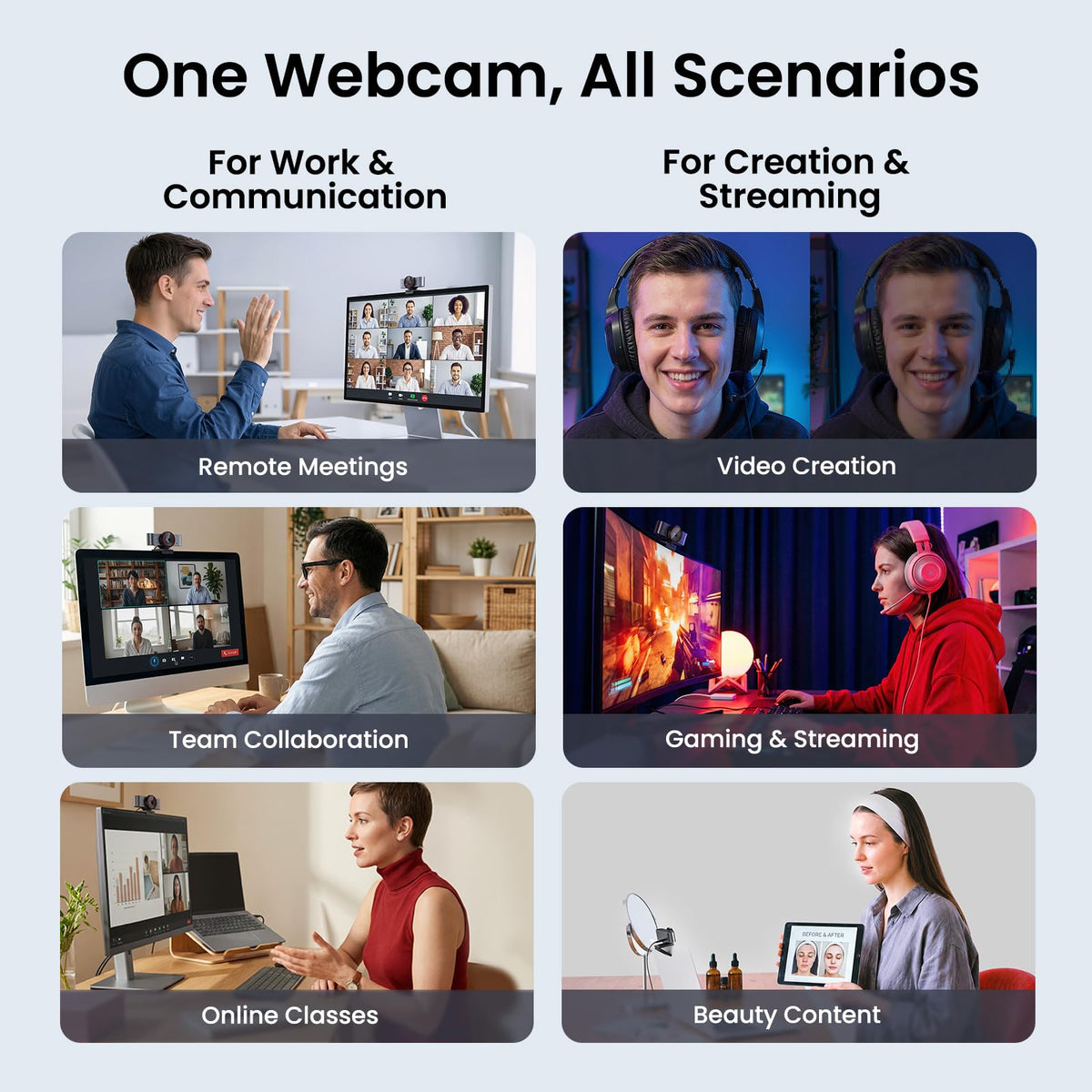 EMEET C960 Ultra 4K Webcam for Mac & PC, 1/1.5" Large Sensor, Metal Body, 0.2s Autofocus, DRC, Whiteboard Mode, Built-in Privacy Cover, 2 Mics, USB Webcam 4K for Meetings, Streaming & Content Creation