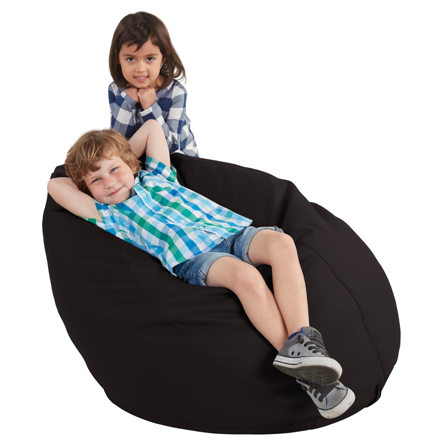 FDP SoftScape Dew Drop Bean Bag Chair with Supportive High-Back Design, For Kids, Teens and Adults, Alternative Seating for Dorms, Schools, Libraries, Daycares or Home - Black