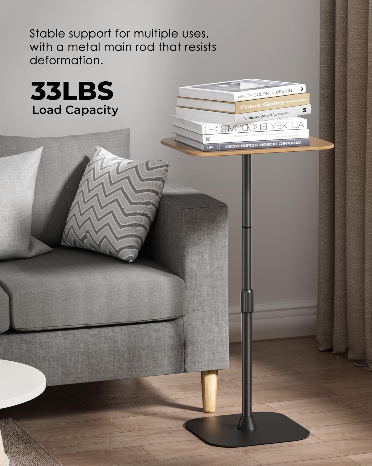 Viozon Floor Laptop Stand for Bed,Laptop Table, Small & Portable Standing Desk with Adjustable Height 26.7"-36.62", Quick Installation for Office,Conference Room,Living Room,Home Office,Bed/Sofa Side