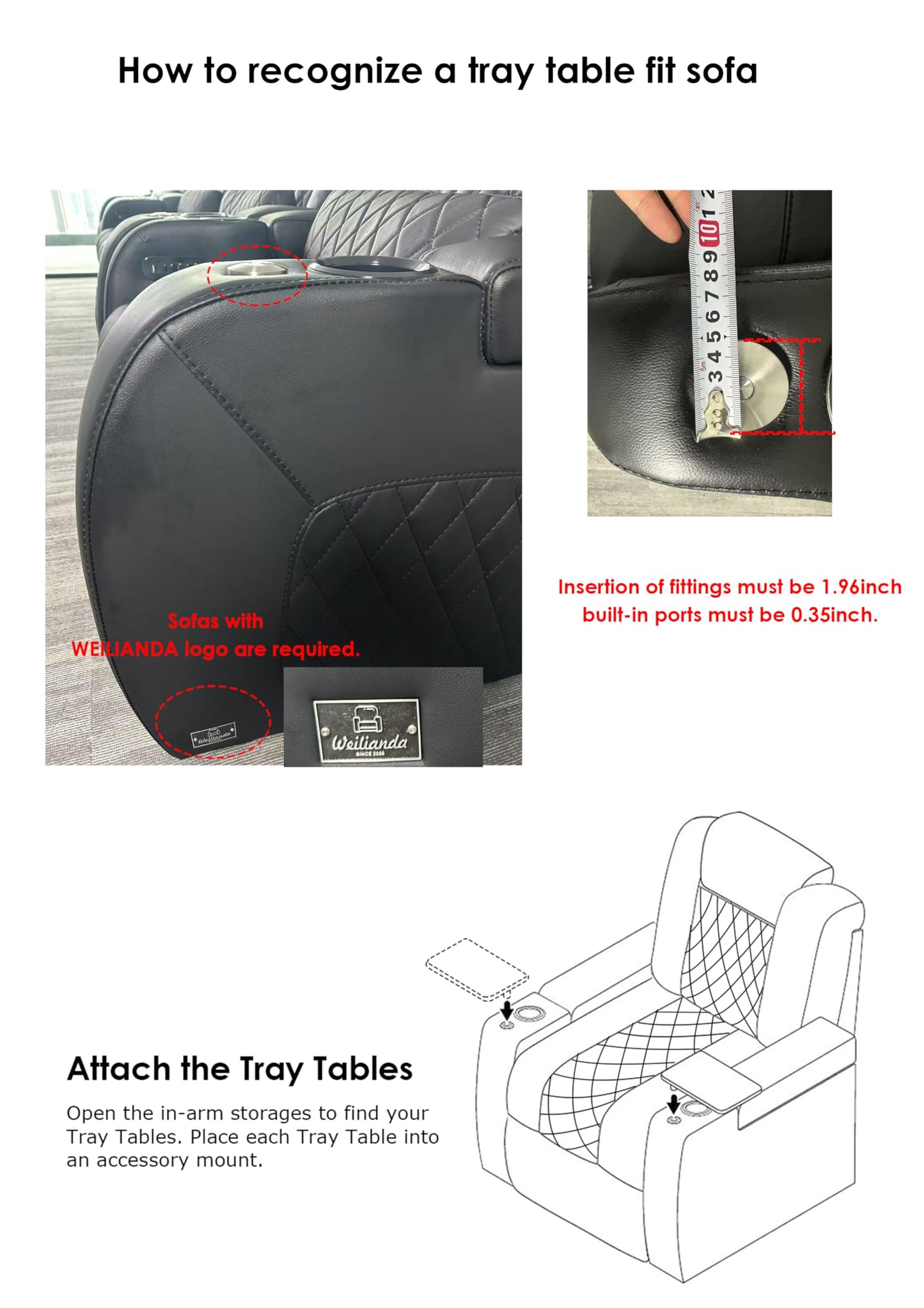 Weilianda Home Theater Seating Series Swivel Tray Table Couch Carbon Fiber Pattern