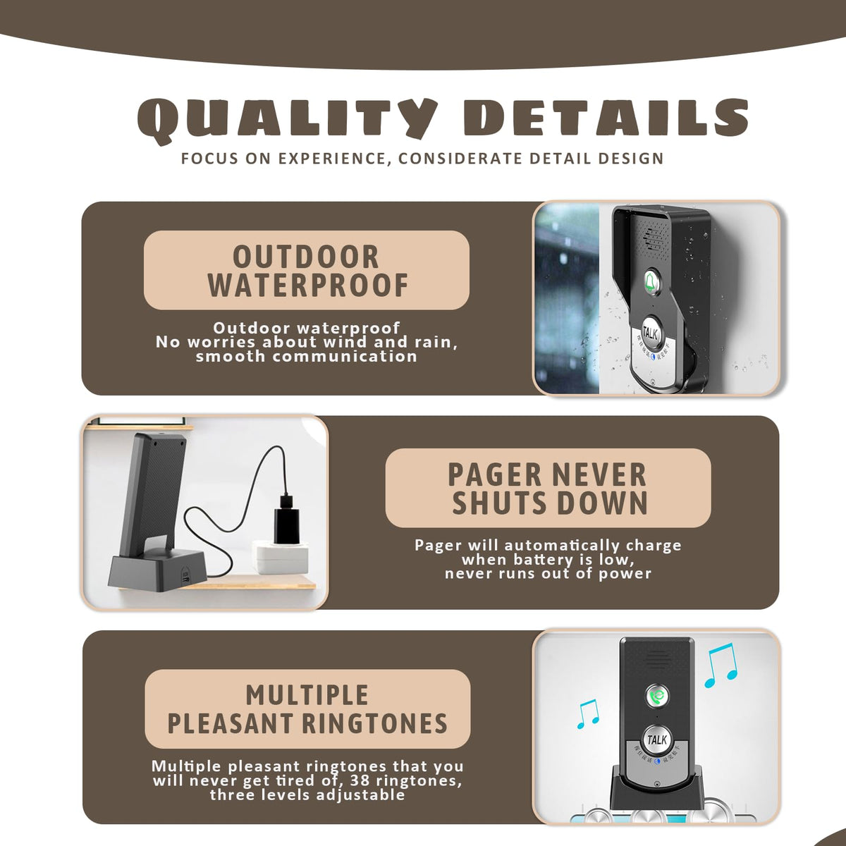 Wireless Intercom with HD Clarity, 1000ft Range, Rechargeable 1800mAh Battery, Easy Setup for Indoor Outdoor, Elderly & Kids Room Communication