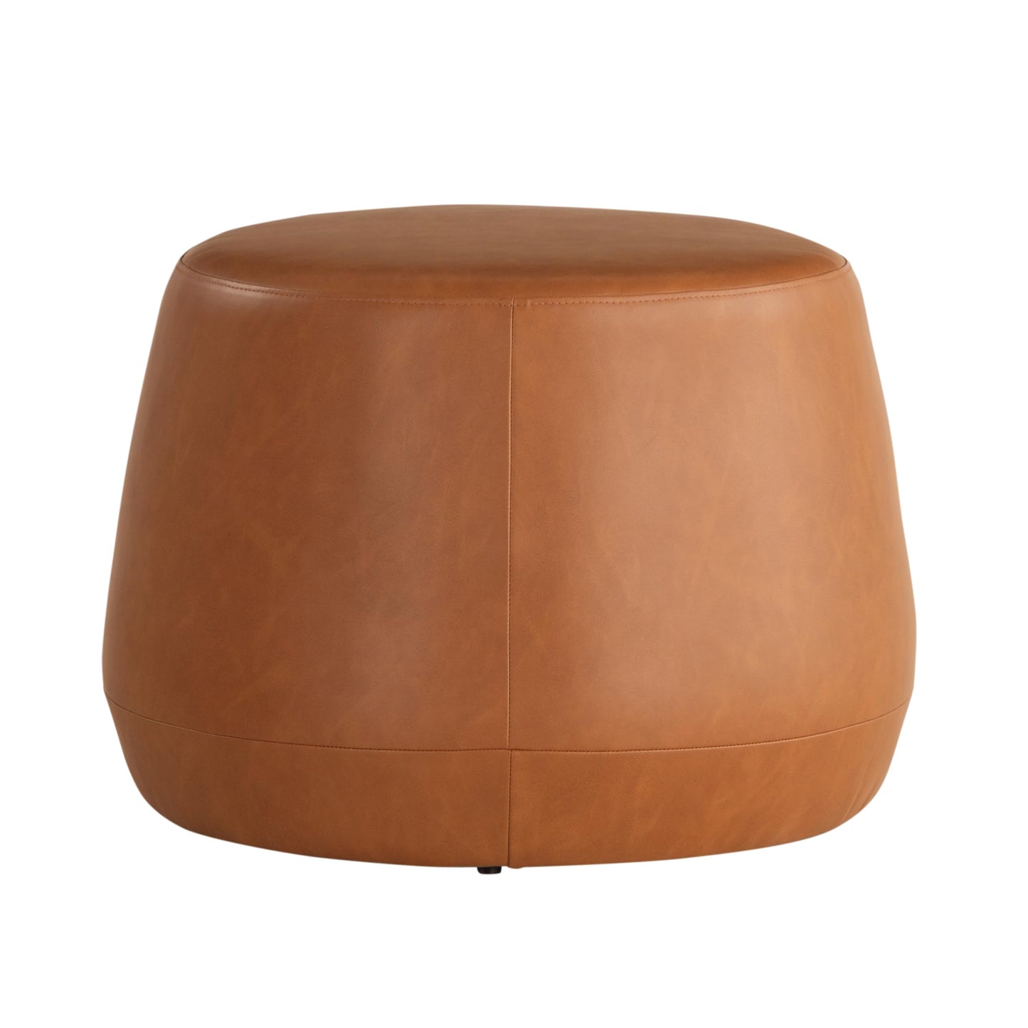 Studio Living Waverly 24" Thimble Ottoman, Urban Transitional, Fully Assembled, Vegan Leather Fabric, Carmel