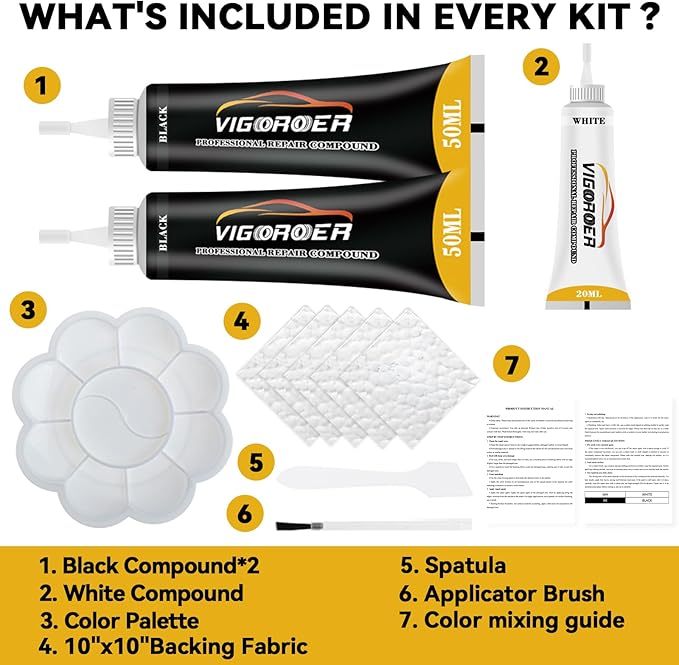 Black Leather Repair Kit for Furniture, Leather Seat Repair Kit for Cars