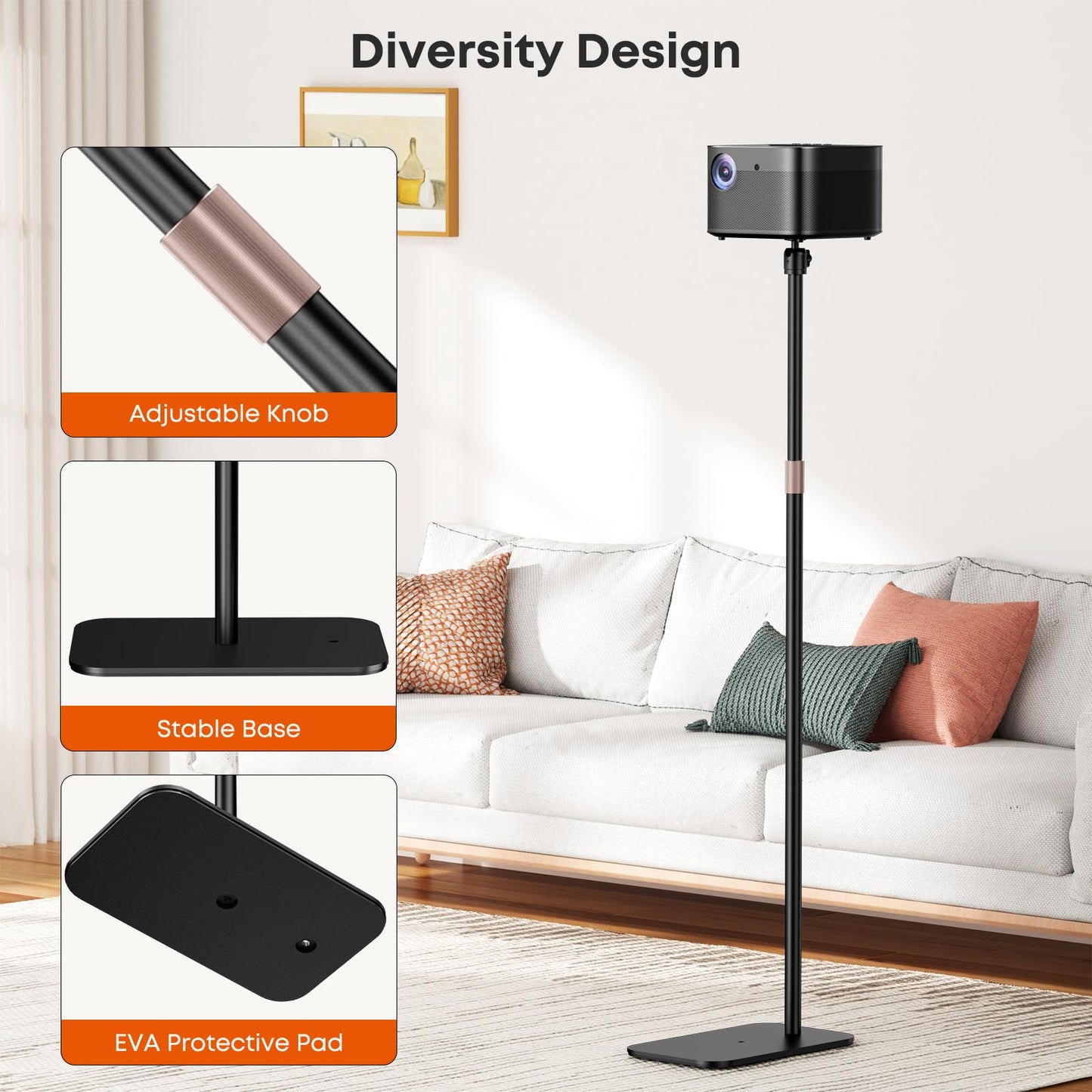 PUTORSEN Universal Projector Stand, Height Adjustable Floor Stand