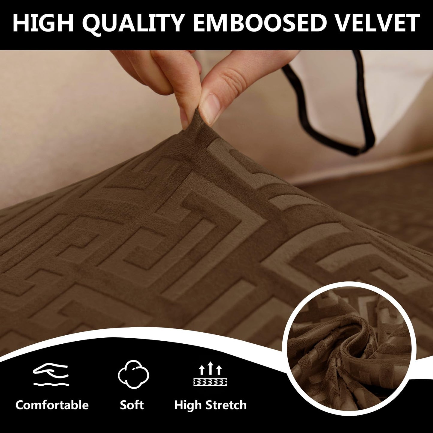 UNBBRRL 10 Pieces Stretch Sofa Cushion Covers for U-Shaped Modular Sectional Couch with 4 Seats+4 Backs+2 Arms, Upholstered Covers for Sofa Bed with Deep Double Chaise (Bronze,10 Pieces Set)